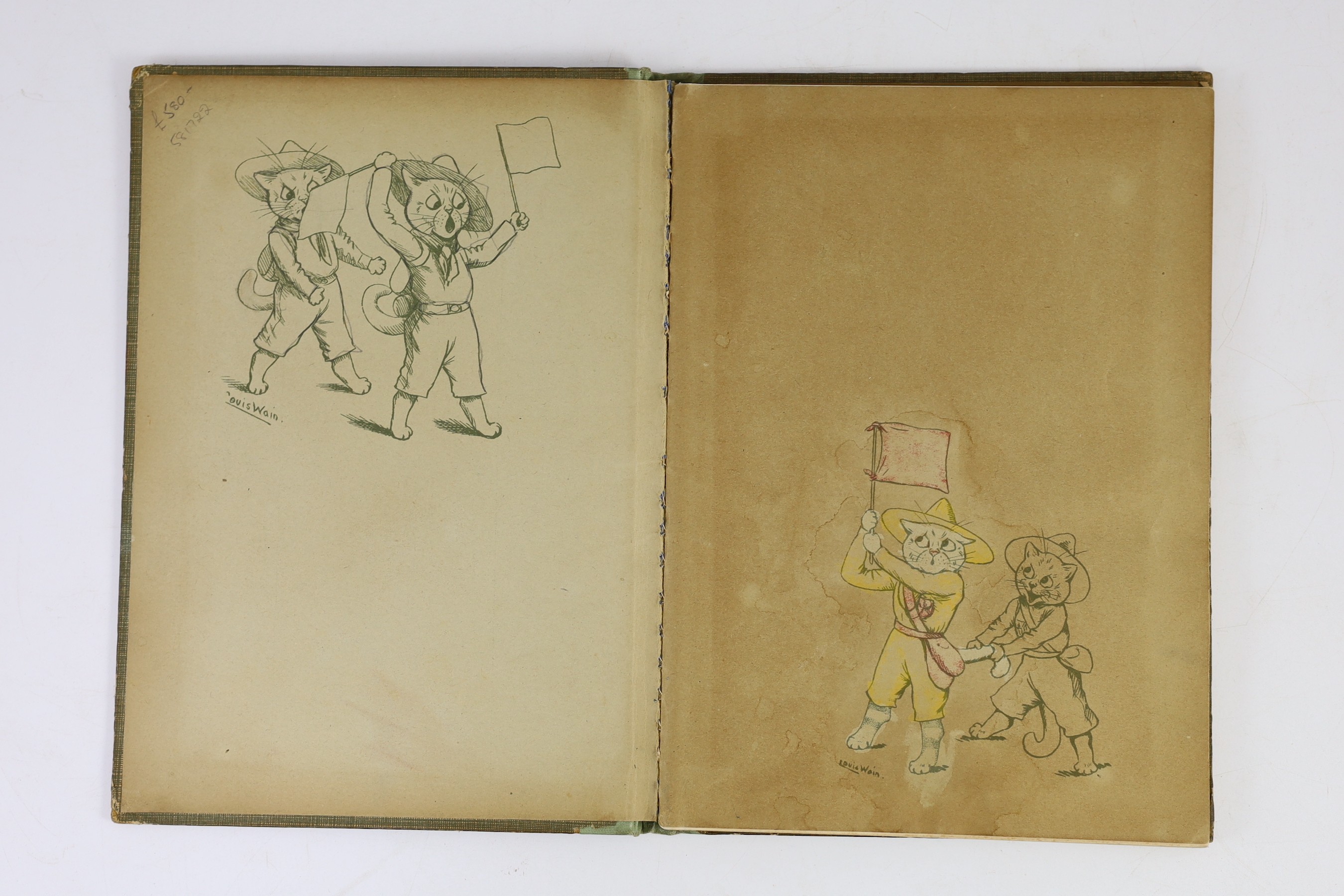 Pope, Jessie - The Cat Scouts, 1st edition, illustrated with 8 colour by Louis Wain, 4to, original half cloth, Blackie and Son Limited, London, [1912]